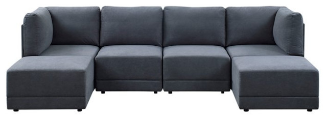 Partner Furniture Polyester Fabric 116" Wide Modular Sectional In Gray ... pertaining to Partner Furniture Polyester Fabric 116" Wide Modular Sectional In Gray