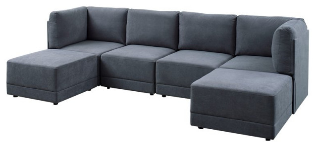 Partner Furniture Polyester Fabric 116" Wide Modular Sectional In Gray ... regarding Partner Furniture Polyester Fabric 116" Wide Modular Sectional In Gray