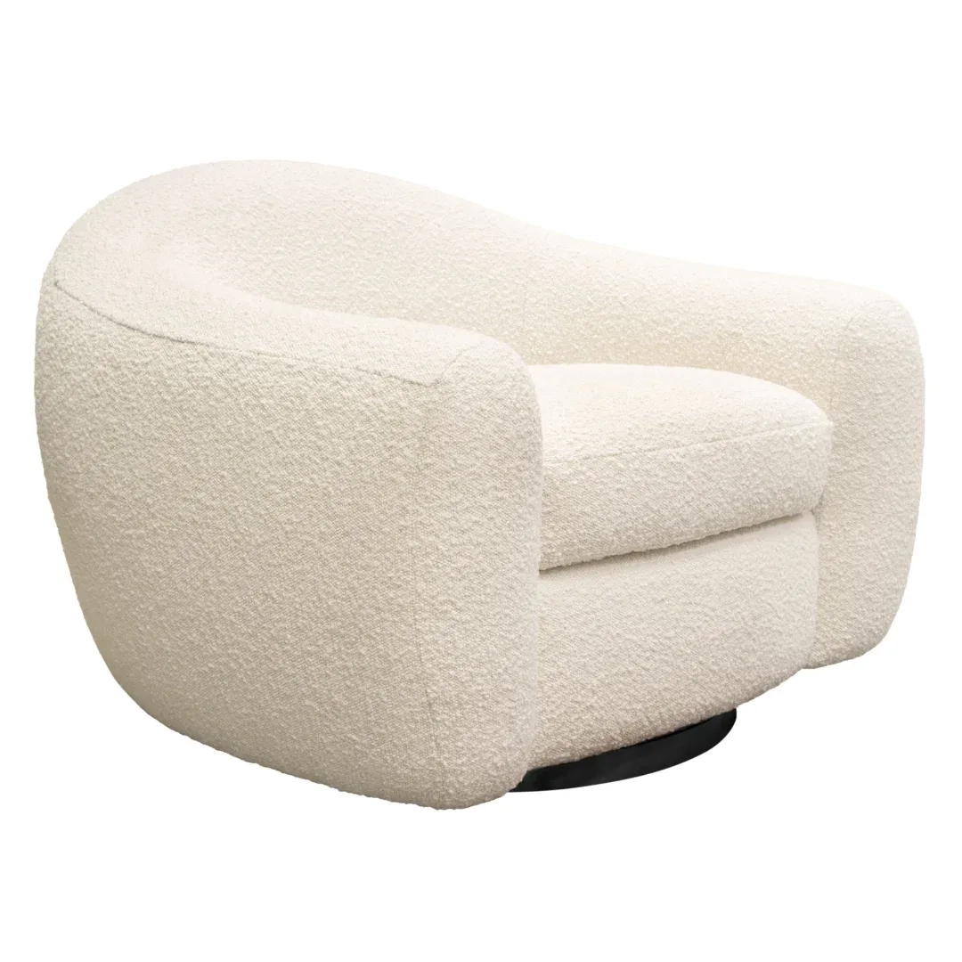 Pascal Swivel Chair In Bone Boucle Textured Fabric W/ Contoured Arms ... intended for The Allure of Bone Boucle Textured Fabric on the Pascal Sofa