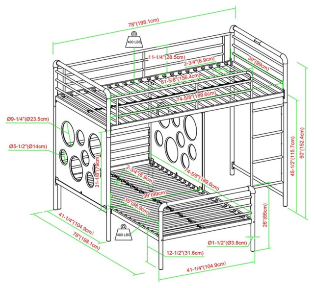 Pemberly Row 60" L-Shape Metal Bunk Bed With Cut Out Panels - White ... regarding Pemberly Row 60" L-Shape Metal Bunk Bed With Cut Out Panels In White/Cool Gray