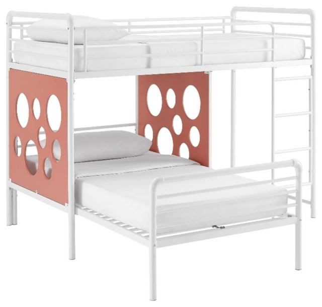 Pemberly Row 60" L-Shape Metal Bunk Bed With Cut Out Panels - White ... throughout Creating Cozy and Functional Spaces with the Pemberly Row Metal Bunk Bed