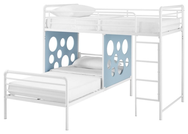 Pemberly Row 60" L-Shape Metal Bunk Bed With Cut Out Panels - White ... with Creating Cozy and Functional Spaces with the Pemberly Row Metal Bunk Bed