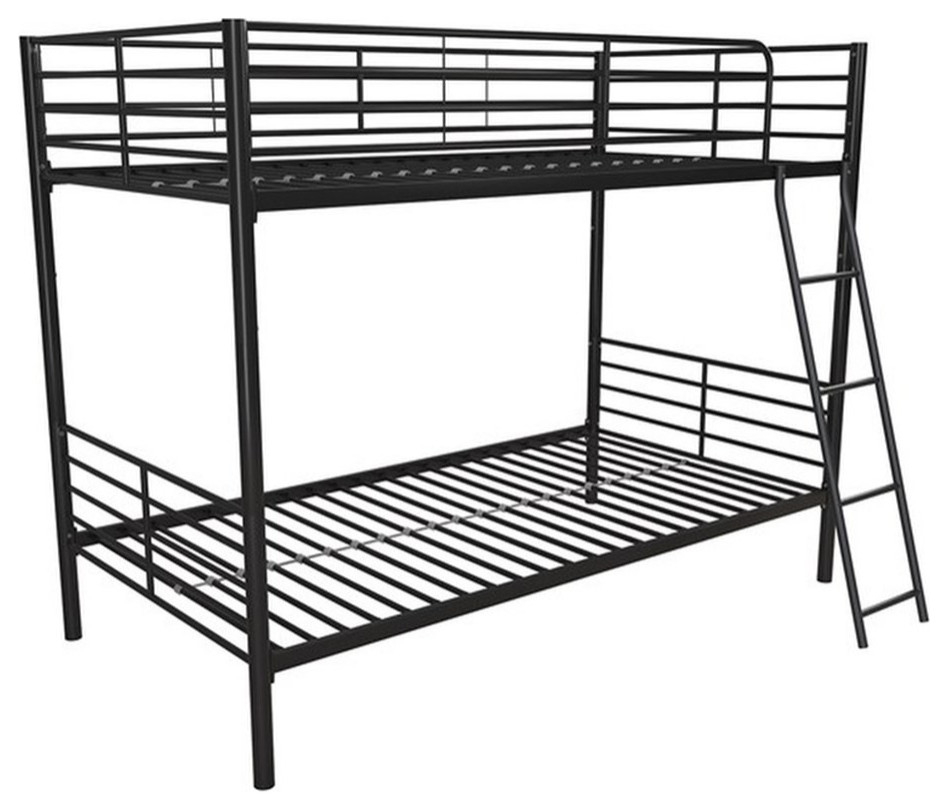 Pemberly Row Convertible Twin Over Twin Metal Bunk Bed In Black - Bunk ... within Lexicon Jovie Twin Over Twin Metal Bunk Bed In Black