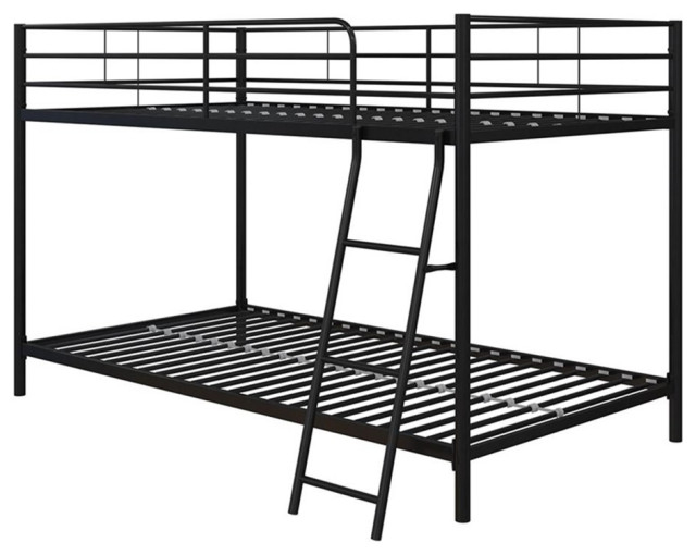 Pemberly Row Junior Modern Metal Twin Over Twin Low Bunk Bed For Kids ... with Creating a Functional Bedroom Bowery Hill's Black Bunk Bed Solution