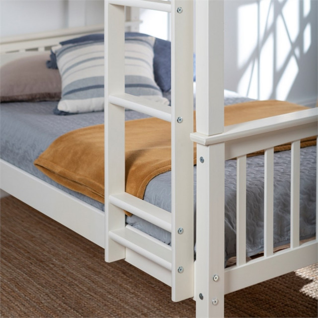 Pemberly Row Traditional Solid Wood Twin Over Twin Design Bunk Bed In ... throughout Pemberly Row Twin Over Twin Simple Solid Wood Bunk Bed - Olive Green