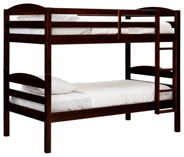Pemberly Row Transitional Twin-Over-Twin Solid Wood Bunk Bed Frame In ... within Pemberly Row Twin Over Twin Simple Solid Wood Bunk Bed - Olive Green