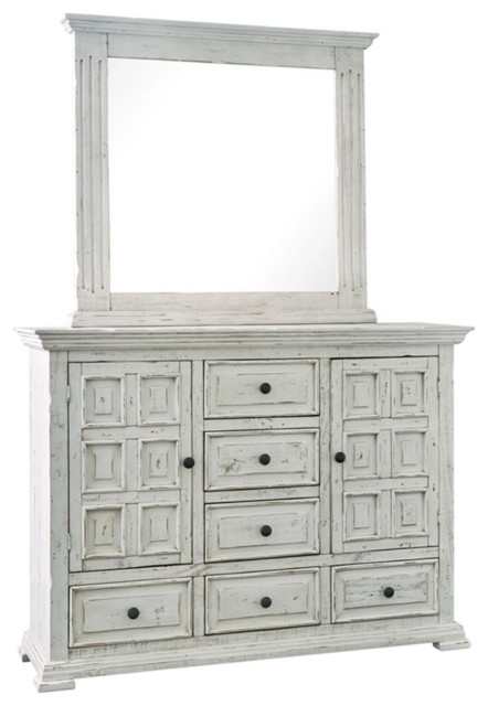 Picket House Furnishings 6-Drawer Wood Dresser And Mirror Set In White ... inside Navigating Your Choices The Picket House Furnishings Montauk Wood Dresser and Mirror Set