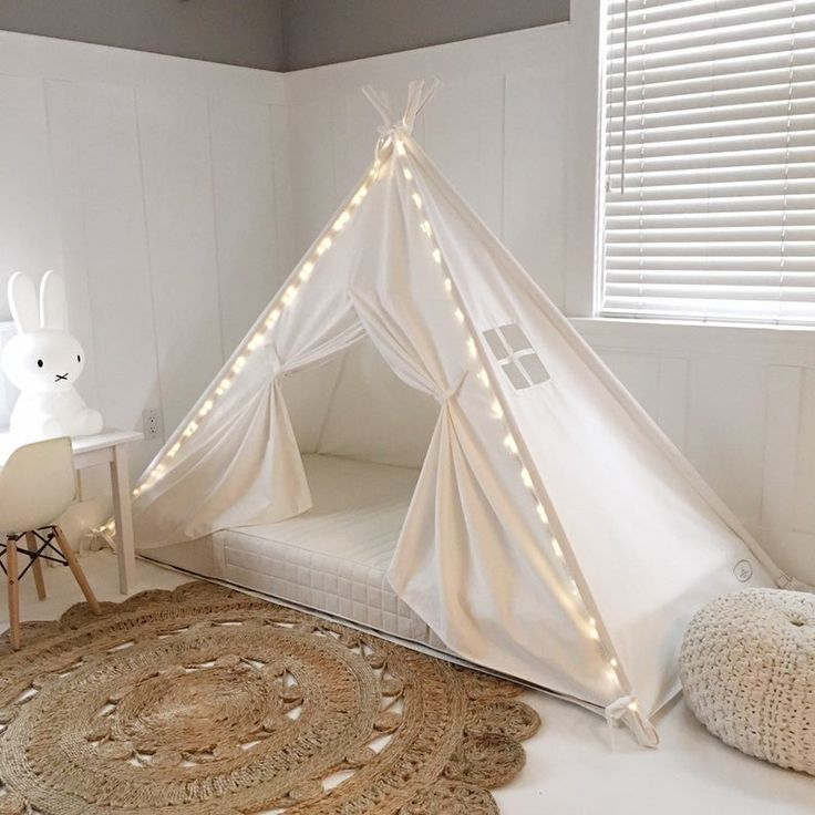 Play Tent Canopy Bed In White Canvas With Doors Twin Montessori Floor ... within Tent Bed White