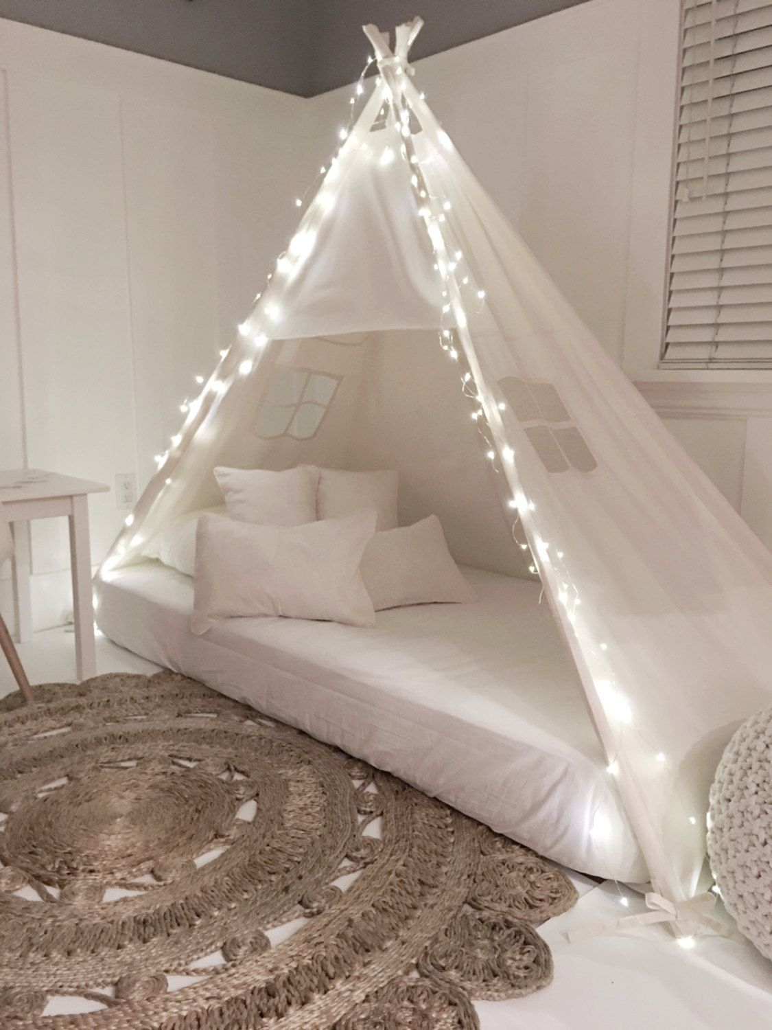 Play Tent Canopy Bed In White Cotton Canvas – Artofit for Tent Bed White