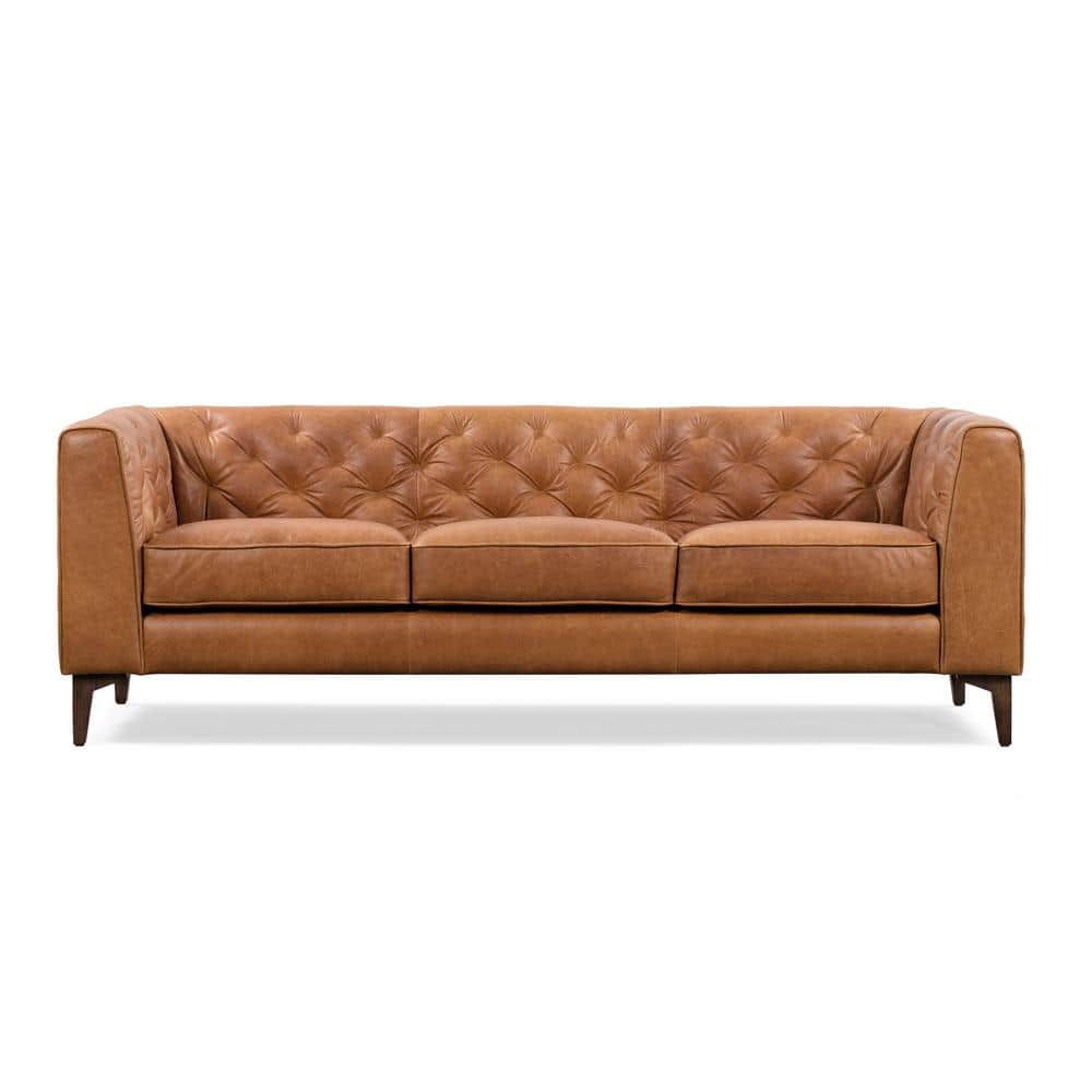 Poly And Bark Essex 89 In. Cognac Tan Leather 3 Seats Sofa Hd-Lr-522 ... inside Poly And Bark Mateo Leather Sofa, Cognac Tan