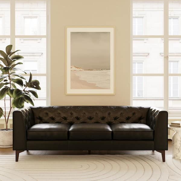 Poly And Bark Essex 89 In. Onyx Black Leather 3 Seats Sofa Hd-Lr-522 ... intended for Poly And Bark Napa Sofa, Onyx Black