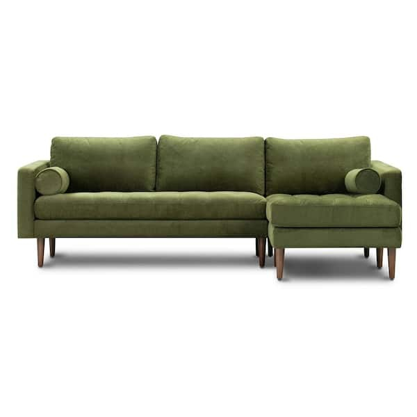 Poly And Bark Napa 104.5 In. Fabric Right-Facing Sectional Sofa In ... with regard to Poly And Bark Lea Sofa, Distressed Green Velvet
