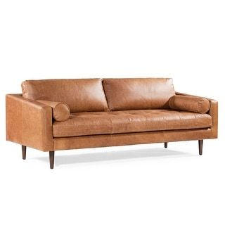 Poly And Bark Napa Tan Leather Sofa (Cognac Tan), Red Tan | Leather ... intended for The Charm of Cognac Tan The Poly and Bark Mateo Leather Sofa's Allure