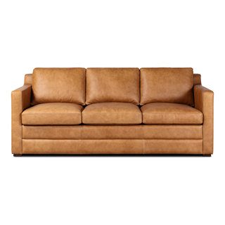 Poly And Bark Sorrento Leather Pull-Out Convertible Sleeper Sofa In ... pertaining to The Charm of Cognac Tan The Poly and Bark Mateo Leather Sofa's Allure