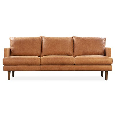 Poly & Bark 88" Girona Sofa Cognac Tan: Italian Leather, Feather Down ... pertaining to The Charm of Cognac Tan The Poly and Bark Mateo Leather Sofa's Allure