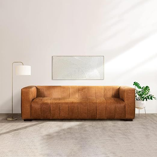 Poly & Bark Canale 86" Sofa In Full-Grain Pure-Aniline Italian Leather ... throughout Poly And Bark Canale Sofa, Cognac Tan, 86"