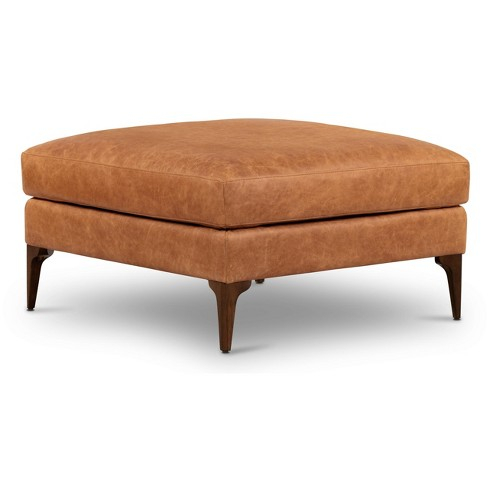 Poly & Bark Mateo Leather Ottoman In Cognac Tan : Target pertaining to The Charm of Cognac Tan The Poly and Bark Mateo Leather Sofa's Allure