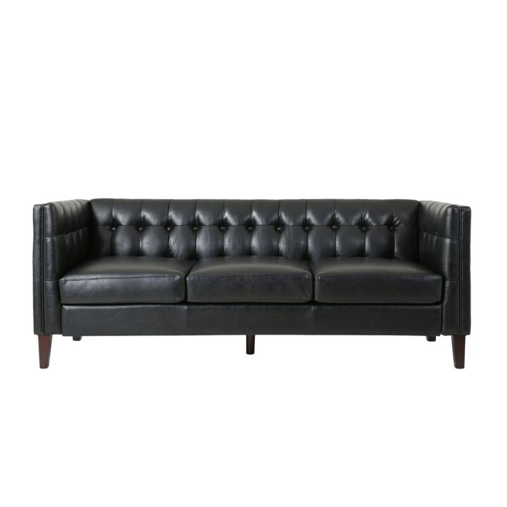 Pondway Contemporary Faux Leather Tufted 3 Seater Sofa, Midnight Black ... in The Art of Seating How the Marengo Sofa Elevates Your Living Space