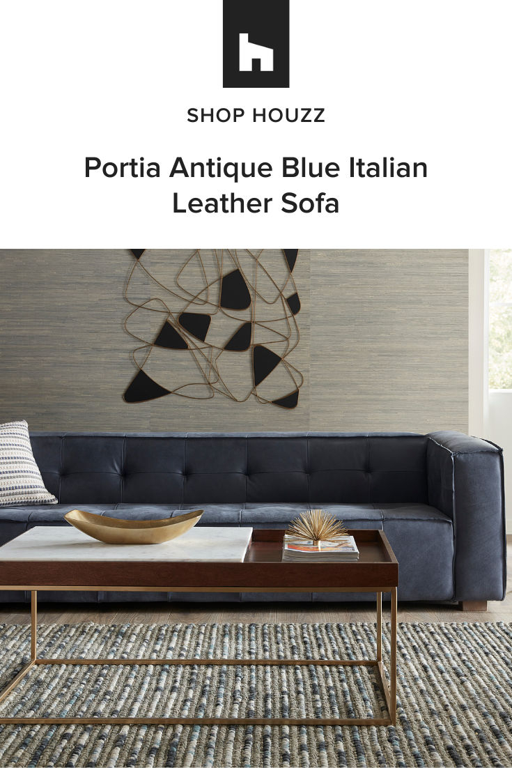 Portia Antique Blue Italian Leather Sofa - Contemporary - Sofas - By ... pertaining to Understanding the Unique Qualities of Portia Antique Blue Italian Leather Sofas