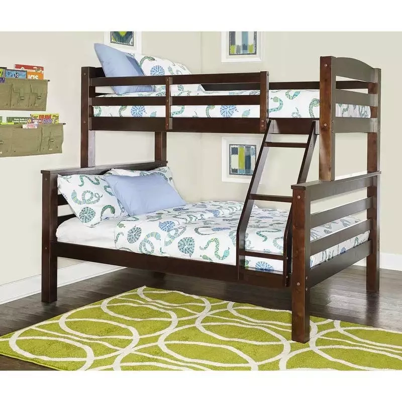 Powell Levi Black Finish Wood Twin Full Bunk Bed - Vigshome regarding Powell Twin/Twin Bunk Bed, Silver Finish