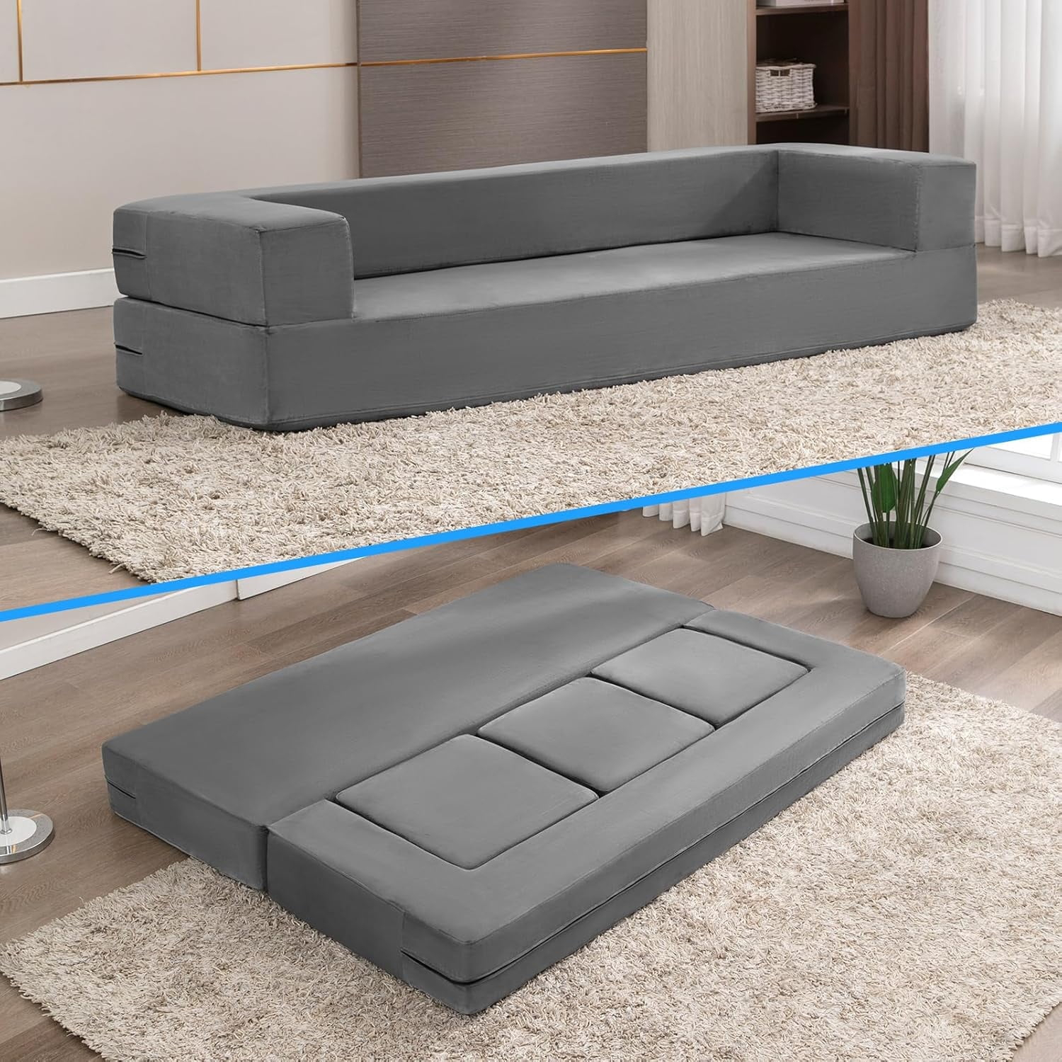 Puremind Convertible Folding Sofa Bed, Dutch Velvet Upholstered Floor ... regarding Smart ways to choose the perfect sofa bed for your guest room