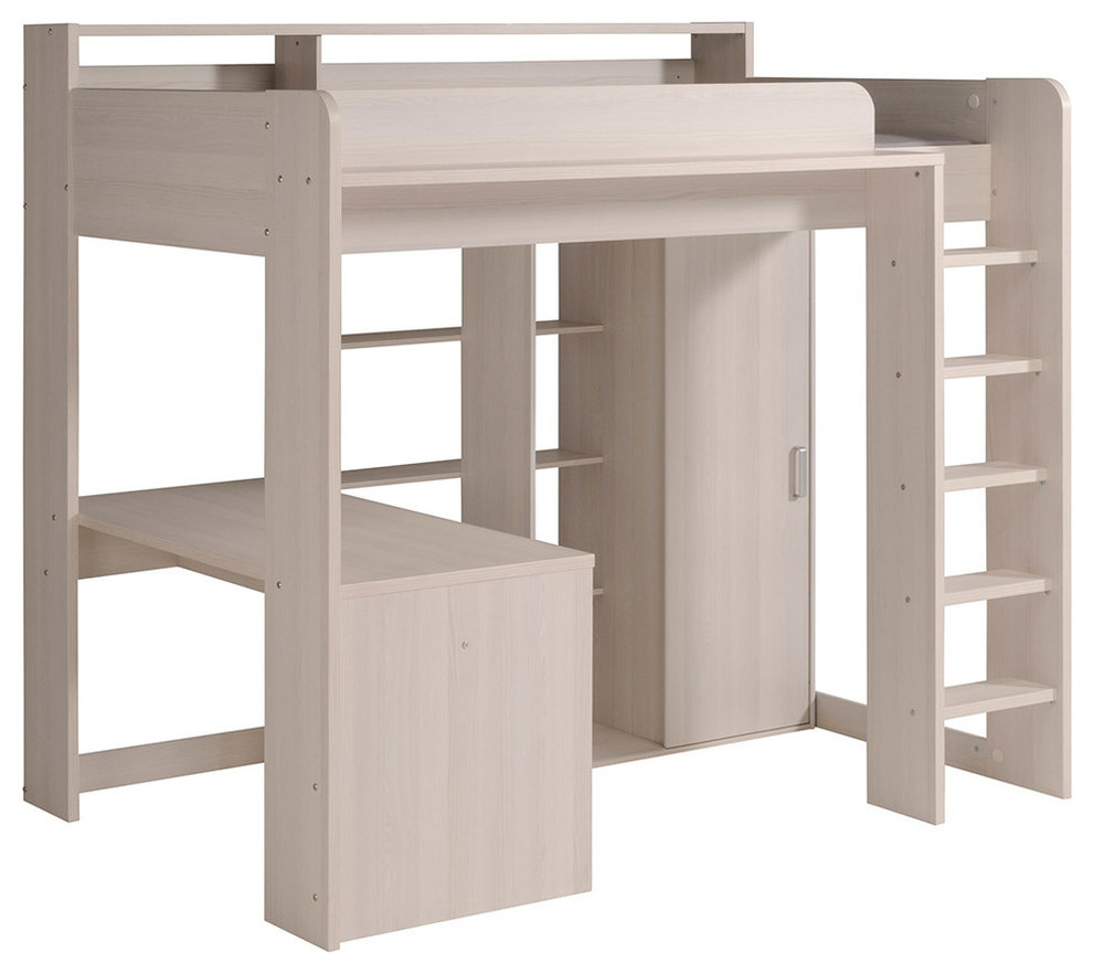 Ragna Twin Loft Bed W/Desk & Wardrobe - Transitional - Loft Beds - By ... in Ragna Twin Loft Bed W/Desk & Wardrobe