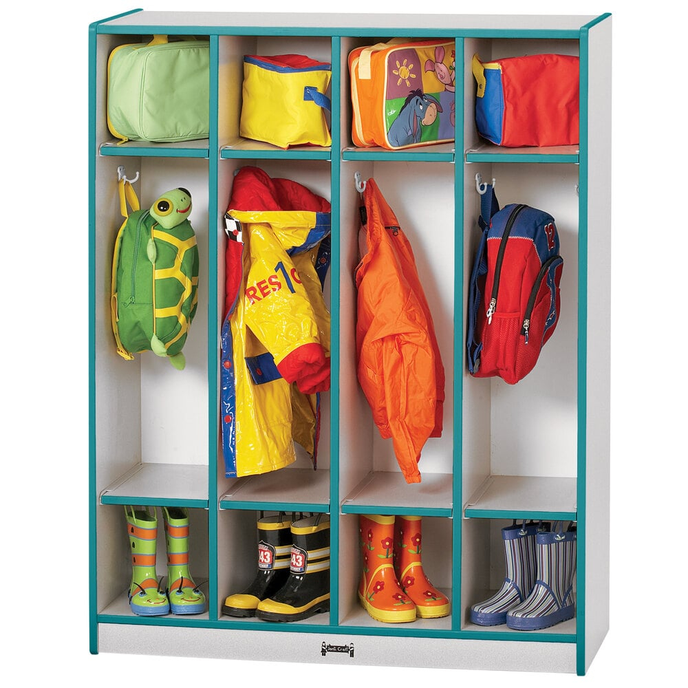 Rainbow Accents 0268Jcww005 39" X 15" X 50 1/2" 4-Section Teal Truedge ... regarding Rainbow Accents 2 Section Coat Locker With Step - Teal