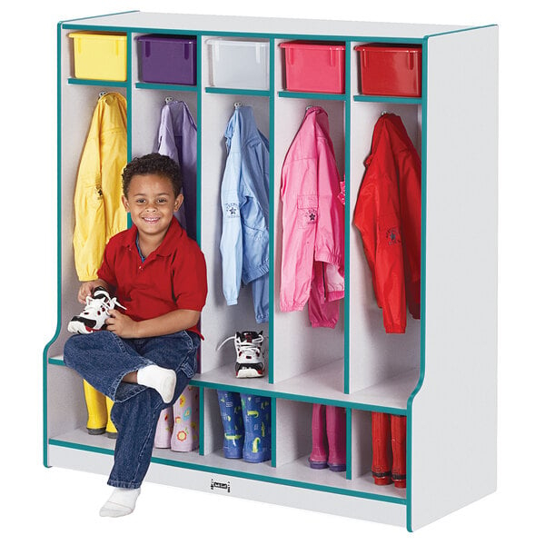 Rainbow Accents 0468Jcww005 48" X 17 1/2" X 50 1/2" 5-Section Teal ... intended for Rainbow Accents 5 Section Coat Locker With Step - Teal