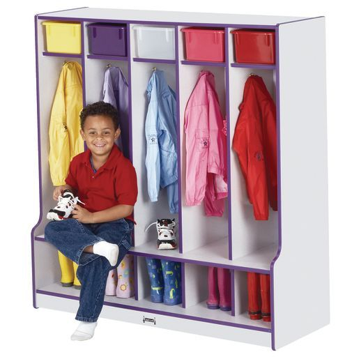 Rainbow Accents 5-Section Coat Locker With Step - Teal | Rainbow ... in Rainbow Accents 5 Section Coat Locker With Step - Blue