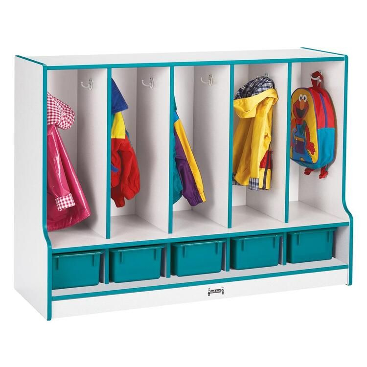Rainbow Accents® Toddler 5 Section Coat Locker With Step - With Trays ... intended for Rainbow Accents 5 Section Coat Locker With Step - Blue