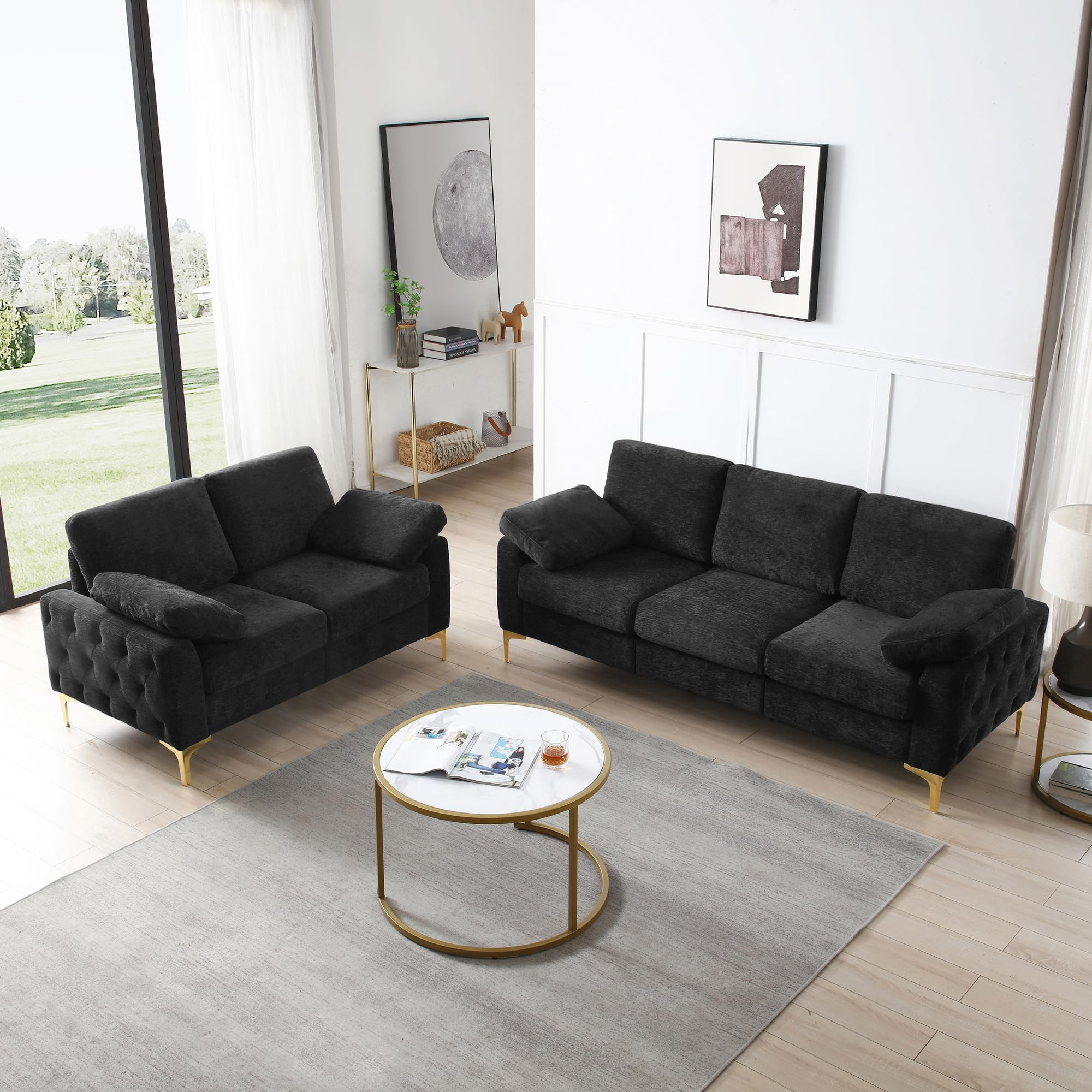 (Read Notes) Chenille Fabric Upholstered Loveseat Sofas Cushions Only For Sale | Mesa, Az ... intended for Daphne Upholstered Chair/Loveseat/Sofa, Black, Chenille Fabric, Sofa