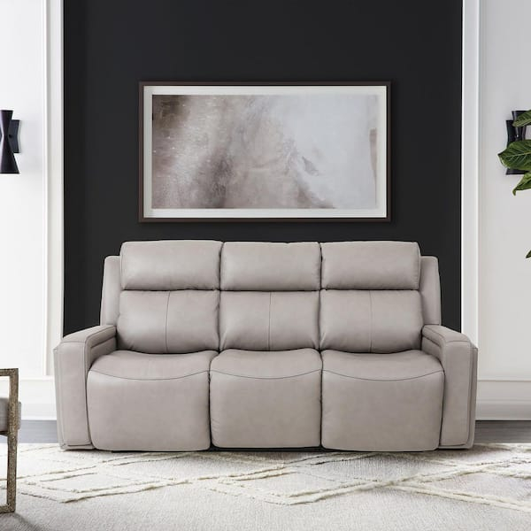 Reviews For Armen Living Claude 83 In. Light Grey Leather Dual Power ... with Why a Dual Power Reclining Design Elevates Your Living Space