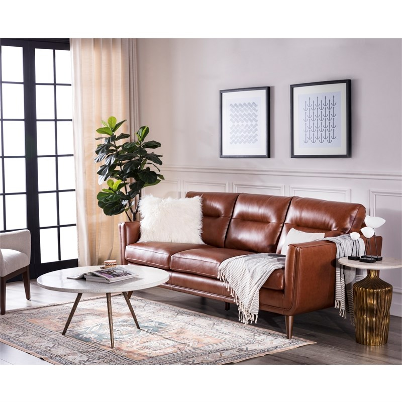 Rex Mid-Century Leather Sofa In Cobblestone Brown | Homesquare in Styling Your Space with the Versatile Rex Mid-Century Leather Sofa in Cobblestone Brown