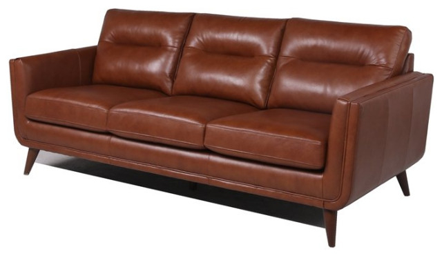Rex Mid-Century Leather Sofa In Cobblestone Brown - Midcentury - Sofas ... with Rex Mid-Century Leather Sofa In Cobblestone Brown