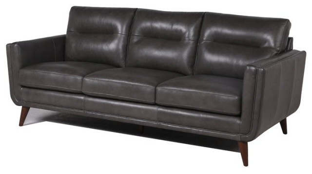 Rex Mid-Century Leather Sofa In Gray - Midcentury - Sofas - By ... regarding Styling Your Space with the Versatile Rex Mid-Century Leather Sofa in Cobblestone Brown