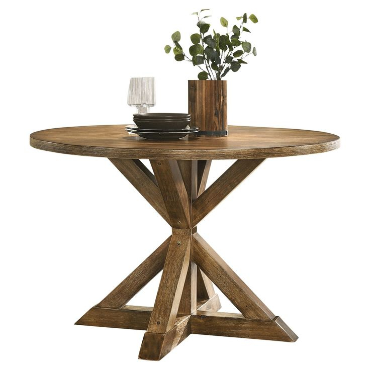 Roundhill Furniture Windvale Round Cross-Buck Dining Table - Walmart ... throughout Windvale Cross-Buck Base Dining Table