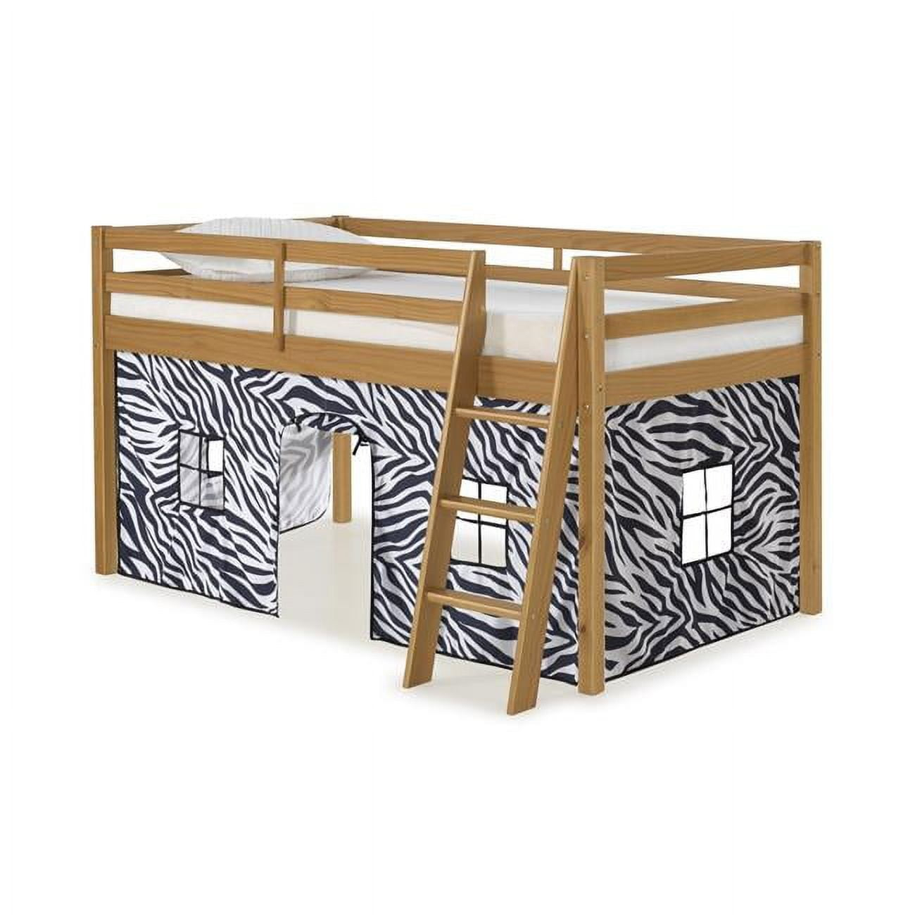 Roxy Twin Wood Junior Loft Bed With Cinnamon With Zebra Bottom Tent ... in Roxy Twin Wood Junior Loft Bed, Espresso