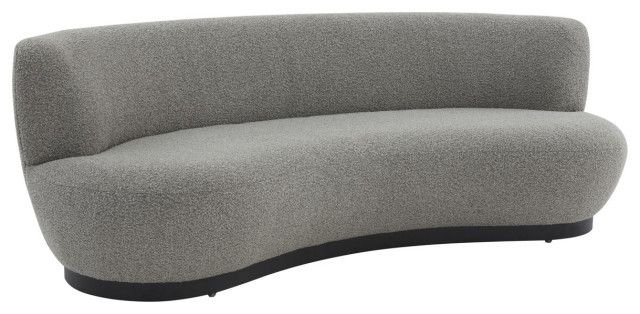 Safavieh Couture Stevie Boucle Curved Back Sofa, #N/A - Transitional ... pertaining to Safavieh Couture Stevie Boucle Curved Back Sofa, Light Grey/Black