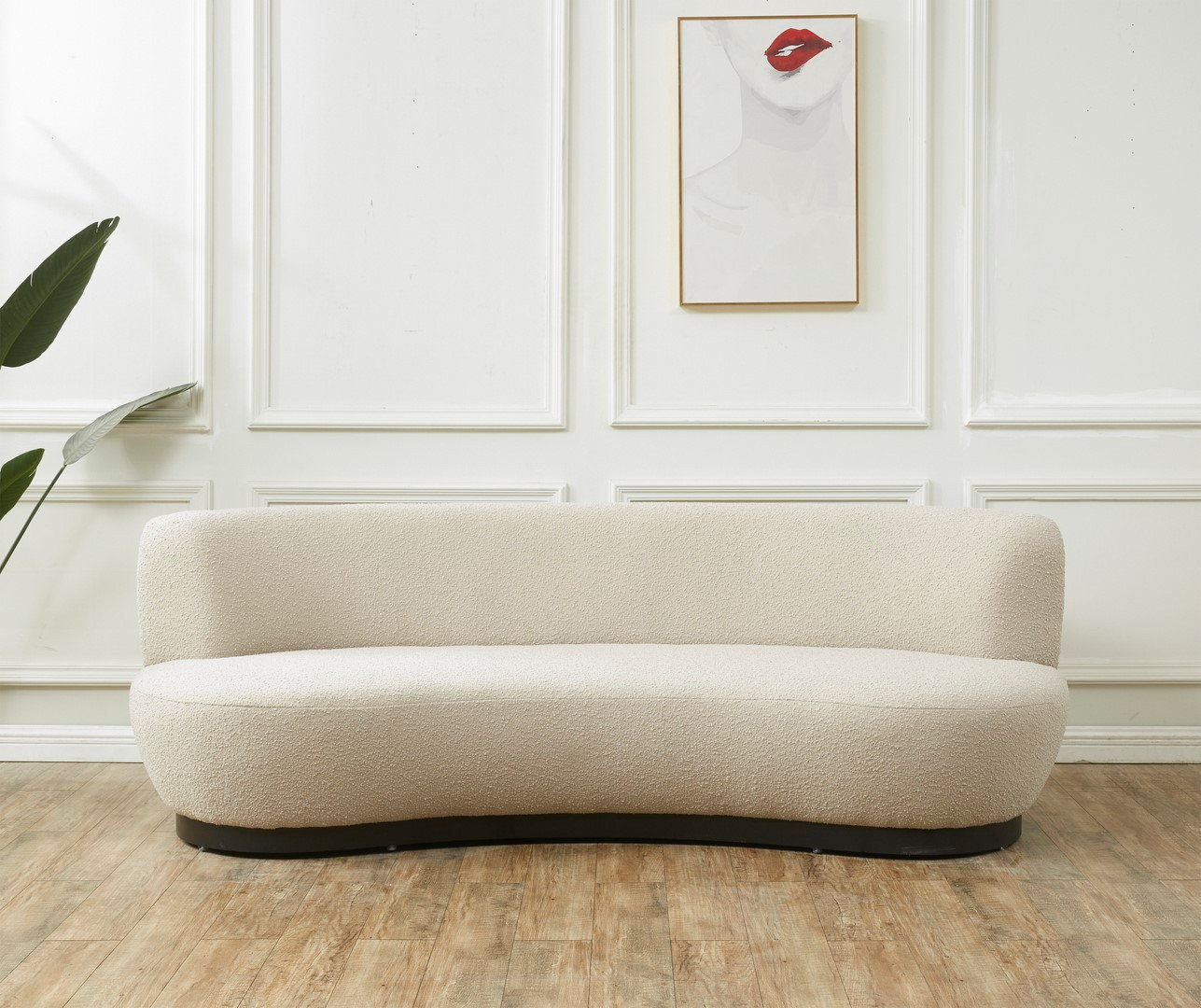 Safavieh Couture Stevie Boucle Curved Back Sofa, #N/A - Transitional ... regarding Safavieh Couture Stevie Boucle Curved Back Sofa, Light Grey/Black