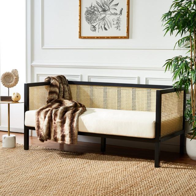 Safavieh Dune Rattan 3 Seater Sofa, #N/A - Tropical - Sofas - By ... inside The Enduring Appeal of Rattan in Home Decor Safavieh's Take