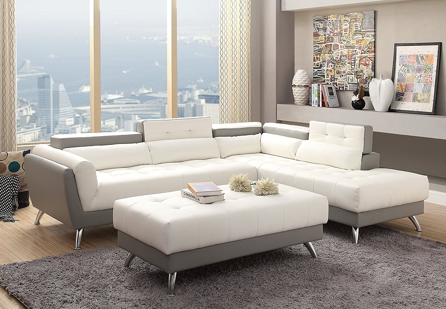 Sectional Couches in Weiser 2-Piece Set Sectional Sofa, Gray Leather