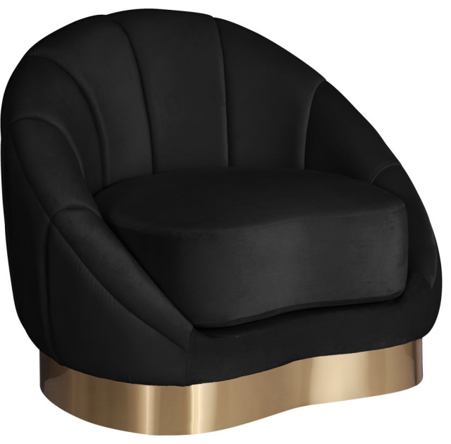 Shelly Velvet Chair With Brushed Gold Stainless Steel Base ... with regard to Styling Your Space with the Luxurious Shelly Black Velvet Chaise