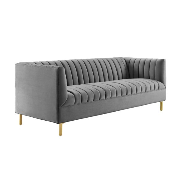 Shift Channel Tufted Performance Velvet Sofa Gray Modway inside Shift Channel Tufted Performance Velvet Sofa, Navy