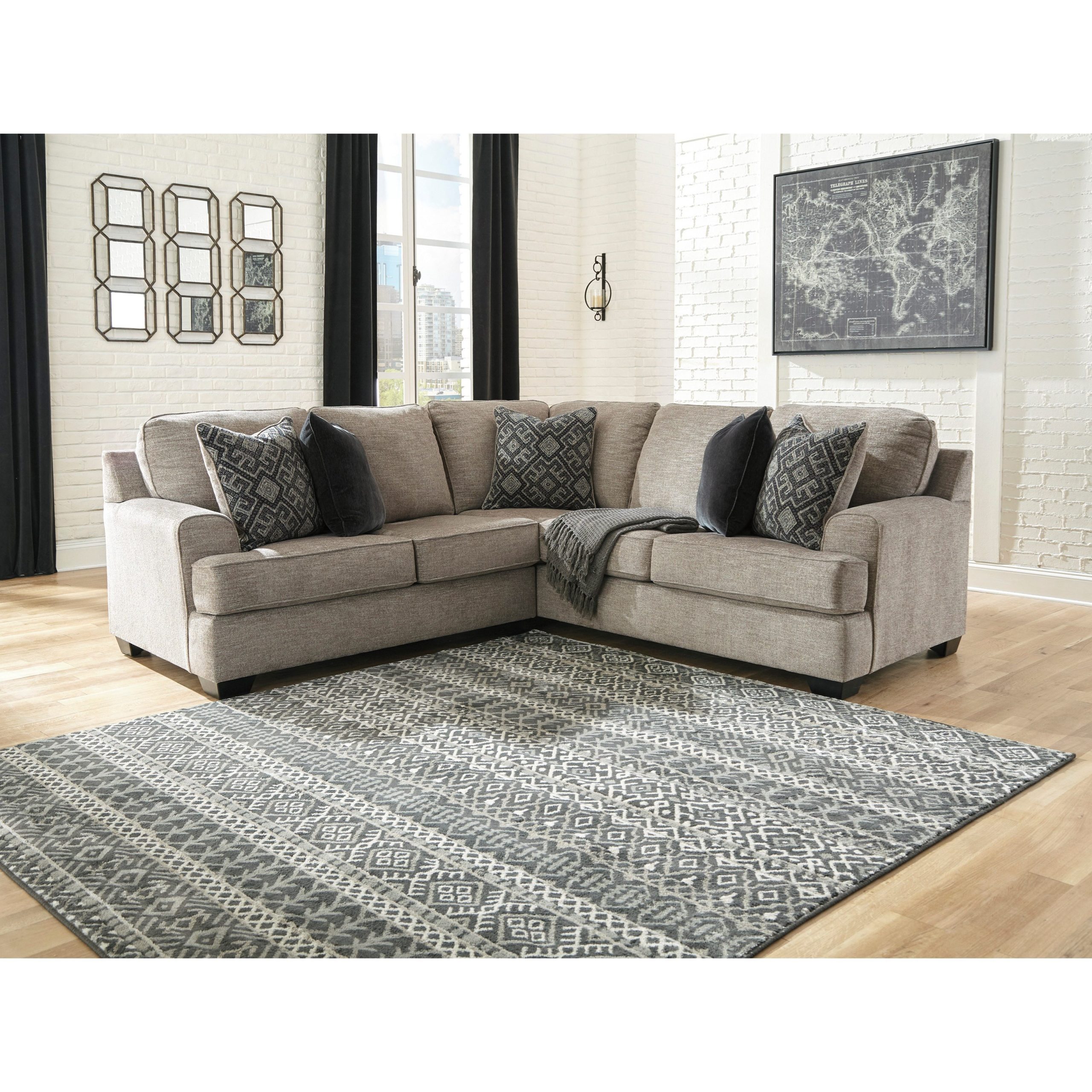 Signature Design By Ashley Bovarian 2-Piece Sectional With Track Arms ... regarding Weiser 2-Piece Set Sectional Sofa, Gray Leather