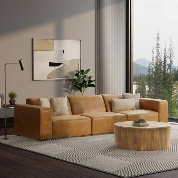 Simpli Home Rex 3-Seater Modular Sofa In Genuine Leather Axc3Strex-Sie ... with regard to The Genuine Leather Rex 3-Seater Sofa Understanding Its Unique Comfort and Durability