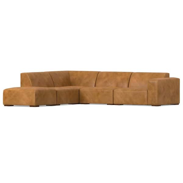 Simpli Home Rex Left Corner Sectional Modular Sofa With Ottoman In ... with regard to Caring for Your Investment Genuine Leather Maintenance for the Rex Sofa Set