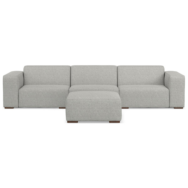 Simpli Home Rex Modular Sofa And Ottoman Set 122-Inch-Wide 3-Seater ... with regard to Caring for Your Investment Genuine Leather Maintenance for the Rex Sofa Set
