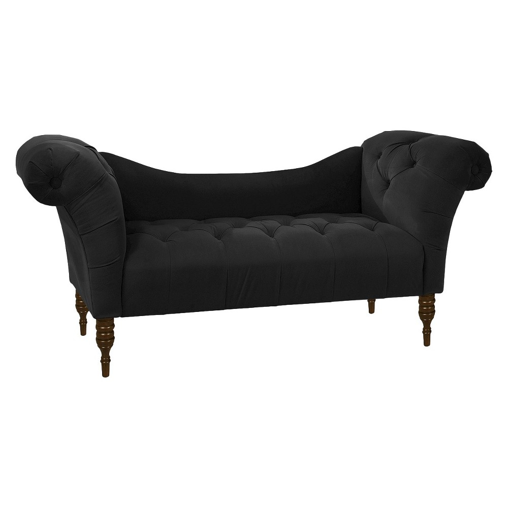 Skyline Custom Upholstered Tufted Rolled Arm Chaise, Velvet Black ... intended for Styling Your Space with the Luxurious Shelly Black Velvet Chaise