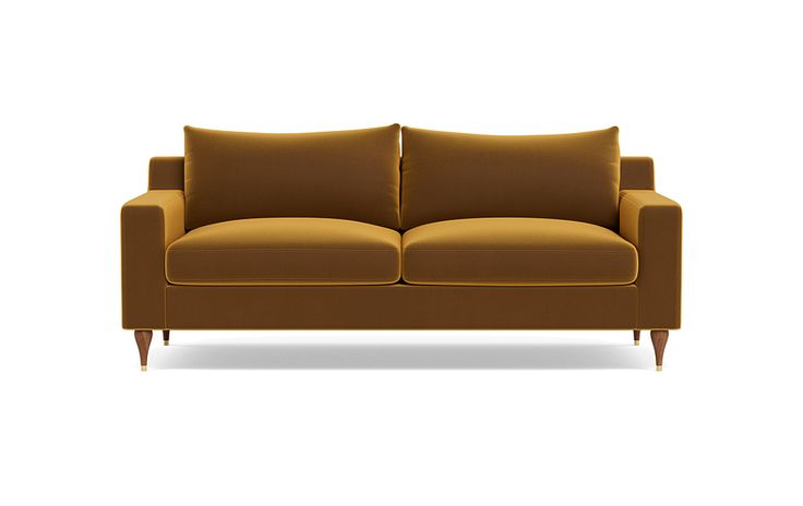 Sloan Custom Fabric 2-Seat Sofa In Marigold Performance Velvet, Oiled ... inside Designing Your Living Space Around a Sloan Cream Velvet Sofa