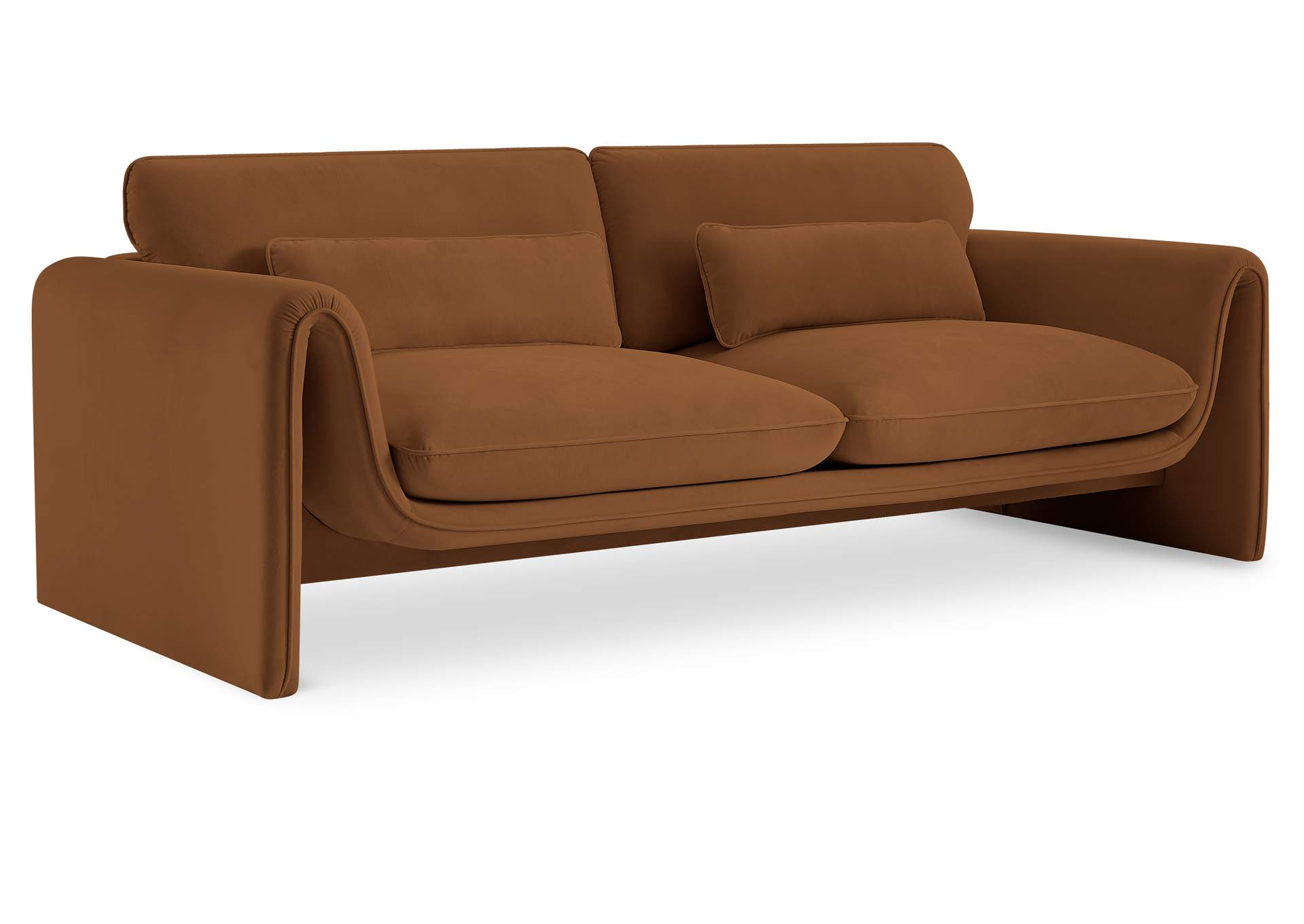 Sloan Saddle Velvet Fabric Sofa with regard to Sloan Cream Velvet Fabric Sofa